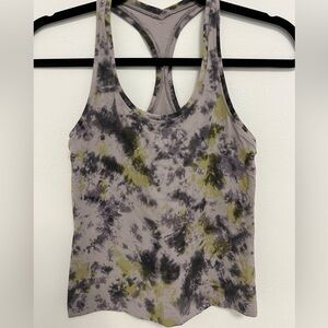 Lululemon Cool Racerback Tank Top - Radial Tie Dye Mauve Grey Multi, Size 4